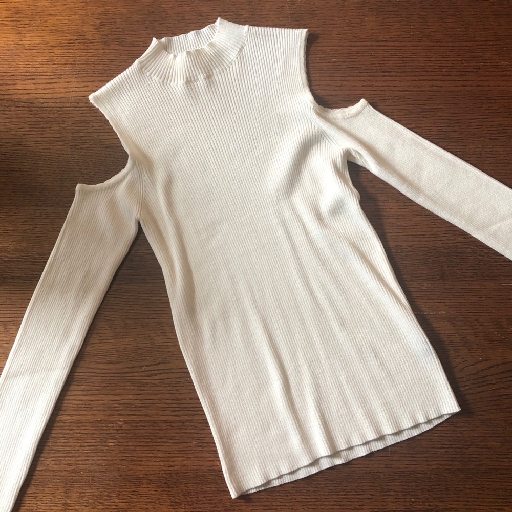 Mock-Neck Could Shoulder Ivory Sweater
